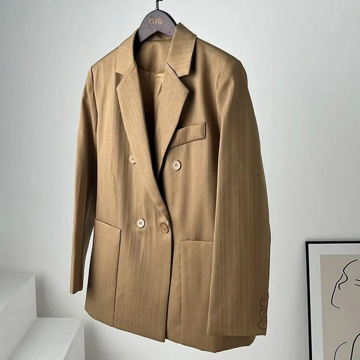 Xfpv Cappotto da caffè da donna a maniche lunghe di alta qualità da ufficio Cappotto da caffè di tendenza moda Abbigliamento da