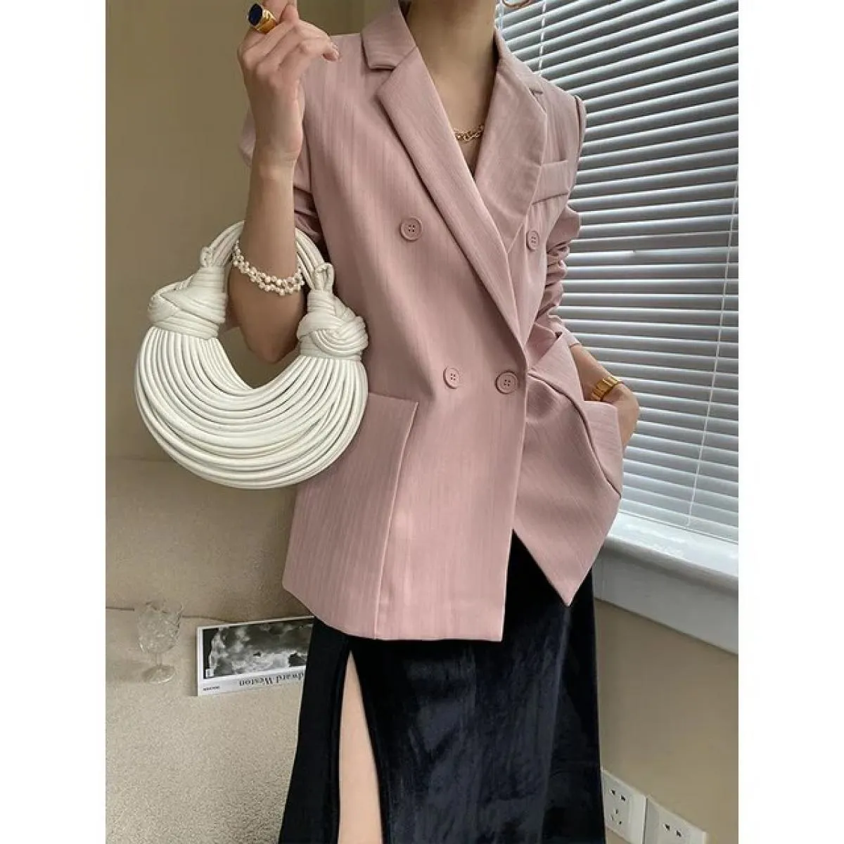 Xfpv Cappotto da caffè da donna a maniche lunghe di alta qualità da ufficio Cappotto da caffè di tendenza moda Abbigliamento da