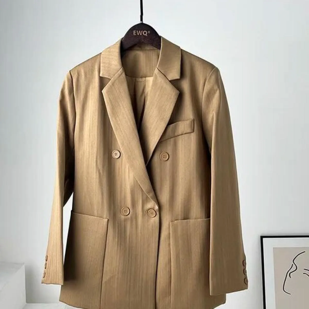 Xfpv Cappotto da caffè da donna a maniche lunghe di alta qualità da ufficio Cappotto da caffè di tendenza moda Abbigliamento da