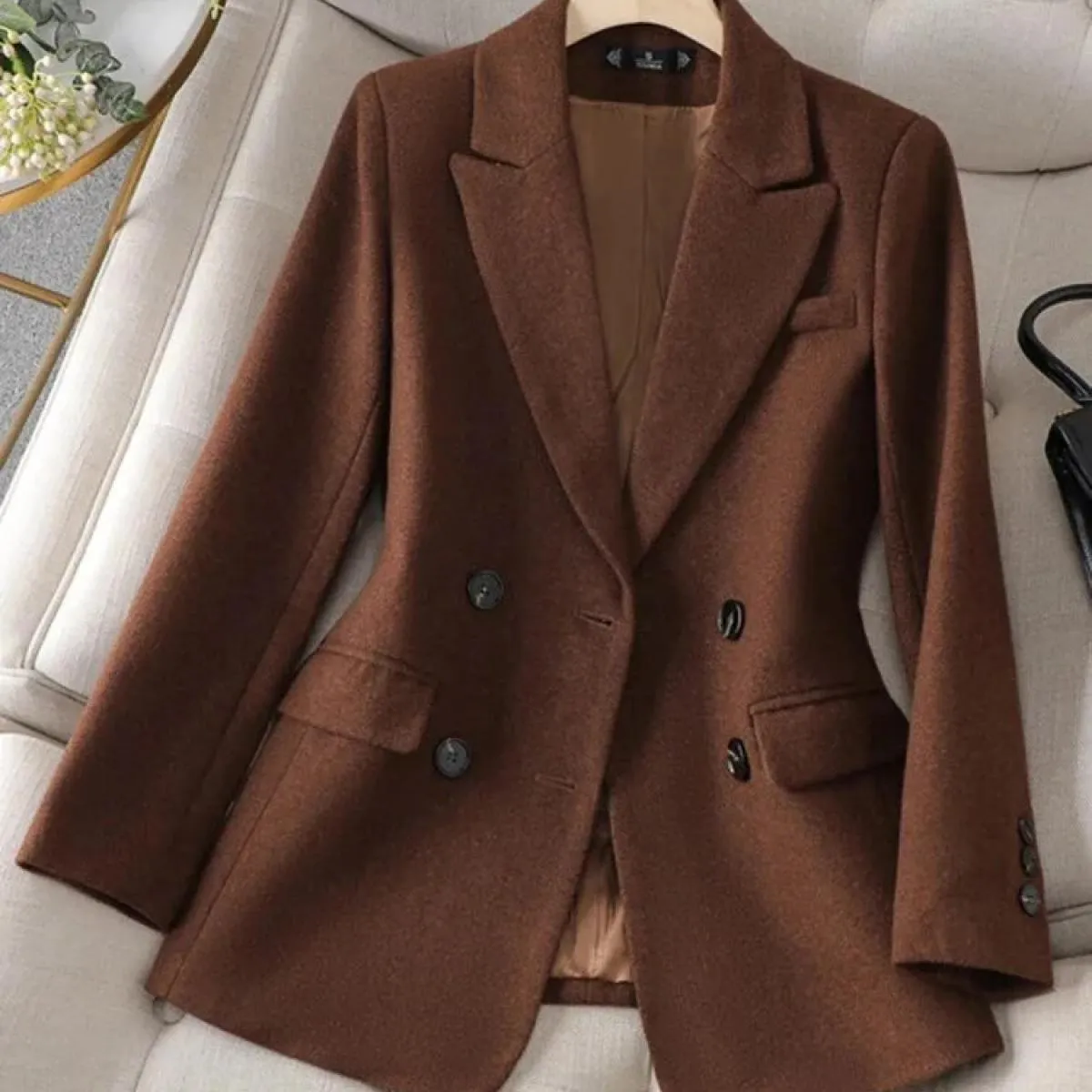 Xfpv Cappotto da donna casual slimtemperament in lana ispessita di lana doppio petto moda nuovo autunno inverno 2023 S