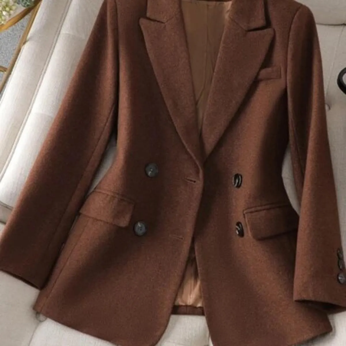 Xfpv Cappotto da donna casual slimtemperament in lana ispessita di lana doppio petto moda nuovo autunno inverno 2023 S