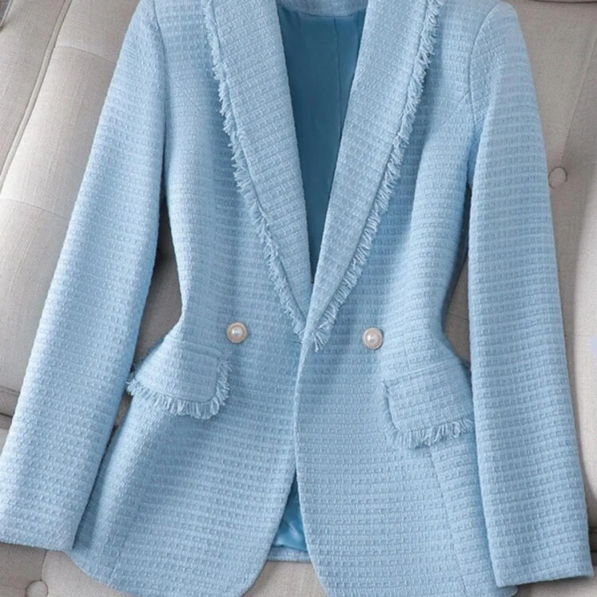 Xfpv Donna Casual Manica Lunga Nappe Ispessite Rosa Giacca di Lana Temperamento Cappotto Giacca Moda Nuova Marea Autunno 2023