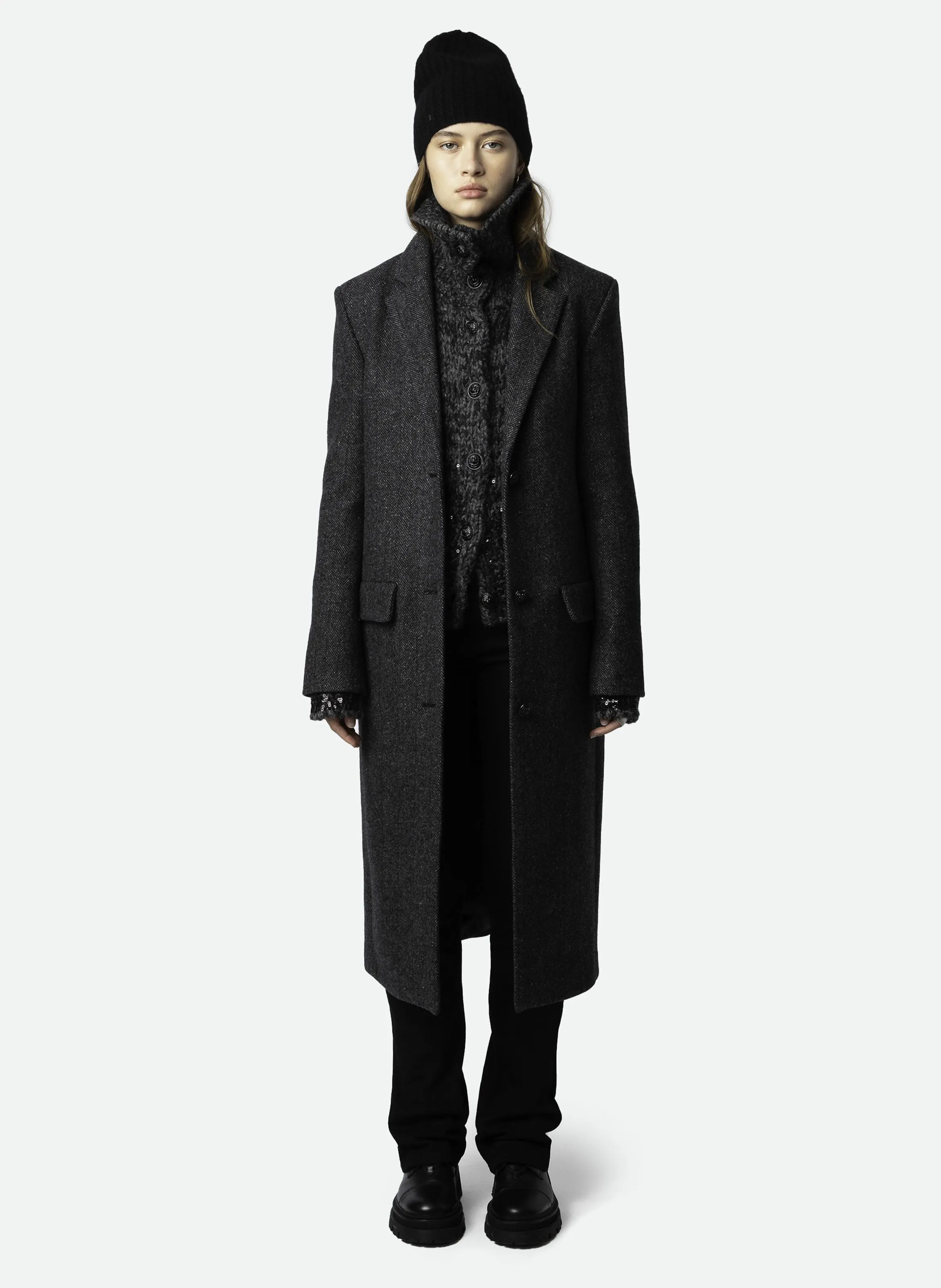  ZADIG&VOLTAIRE   MIO - Cappotto lungo diritto in lana riciclata | Grigio