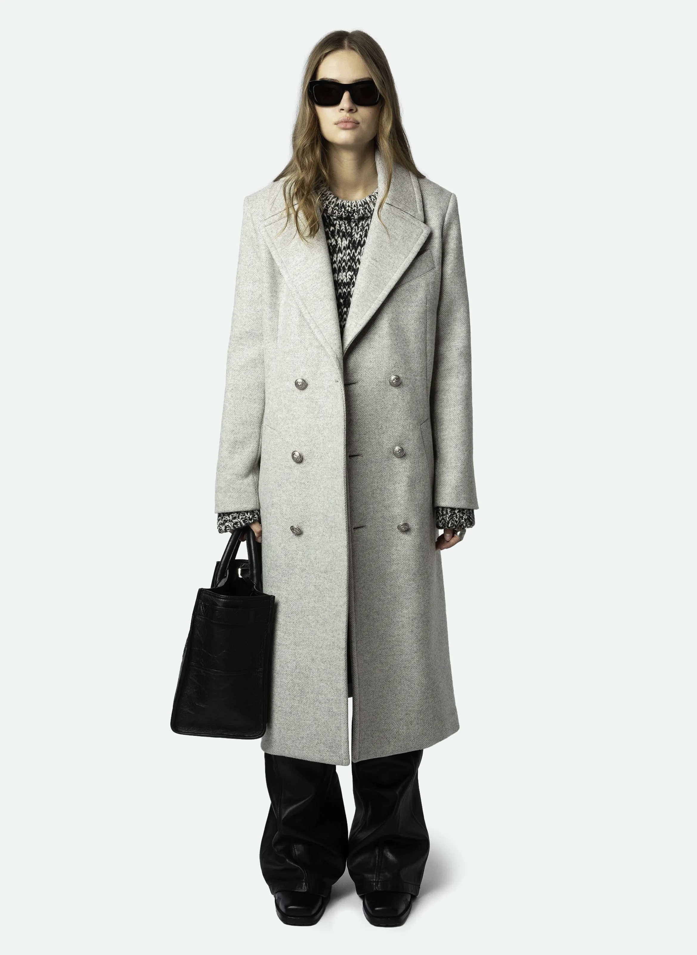  ZADIG&VOLTAIRE   MULAN - Cappotto a collo a rever diritto in lana riciclata mista | Grigio