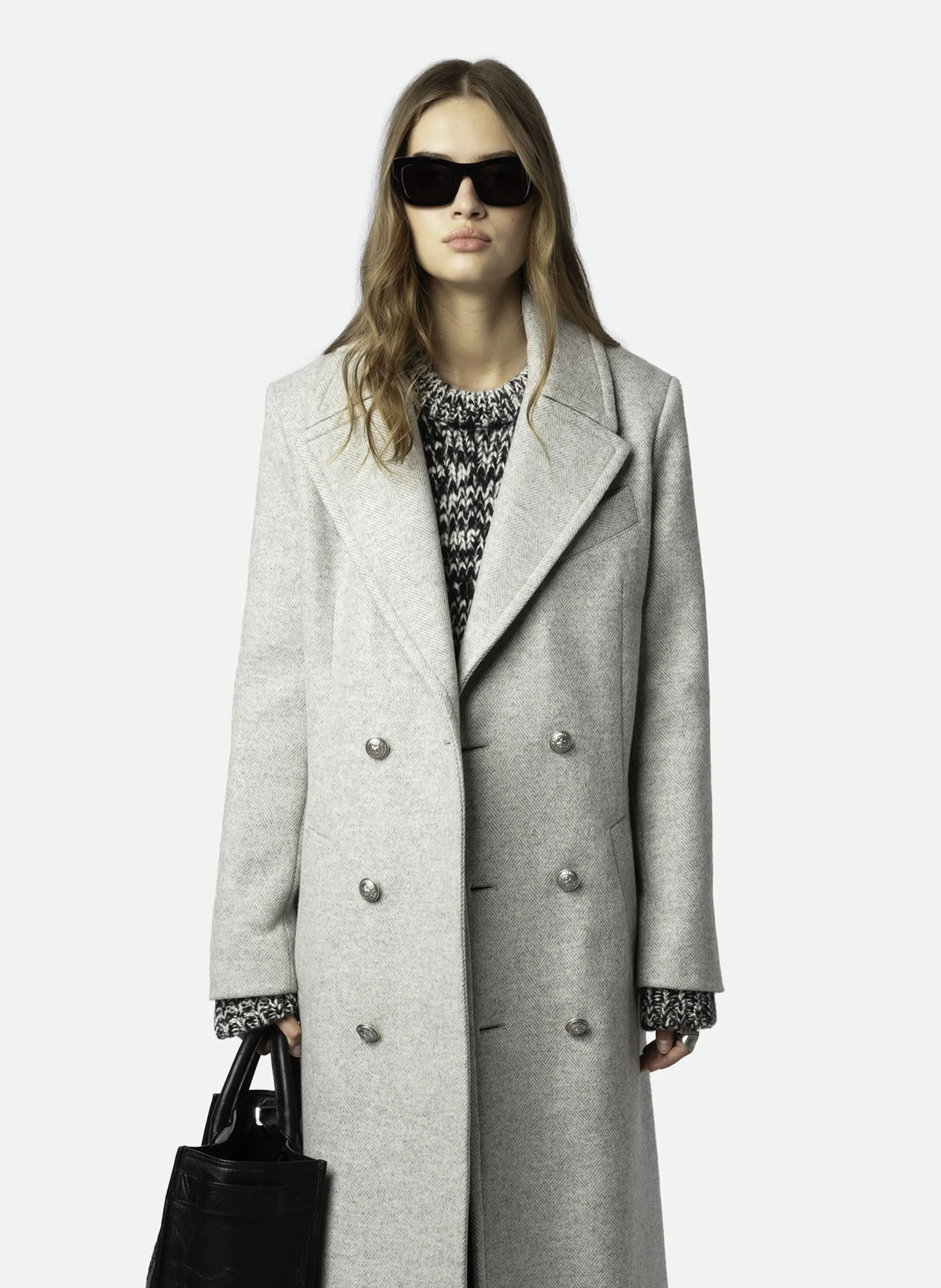  ZADIG&VOLTAIRE   MULAN - Cappotto a collo a rever diritto in lana riciclata mista | Grigio