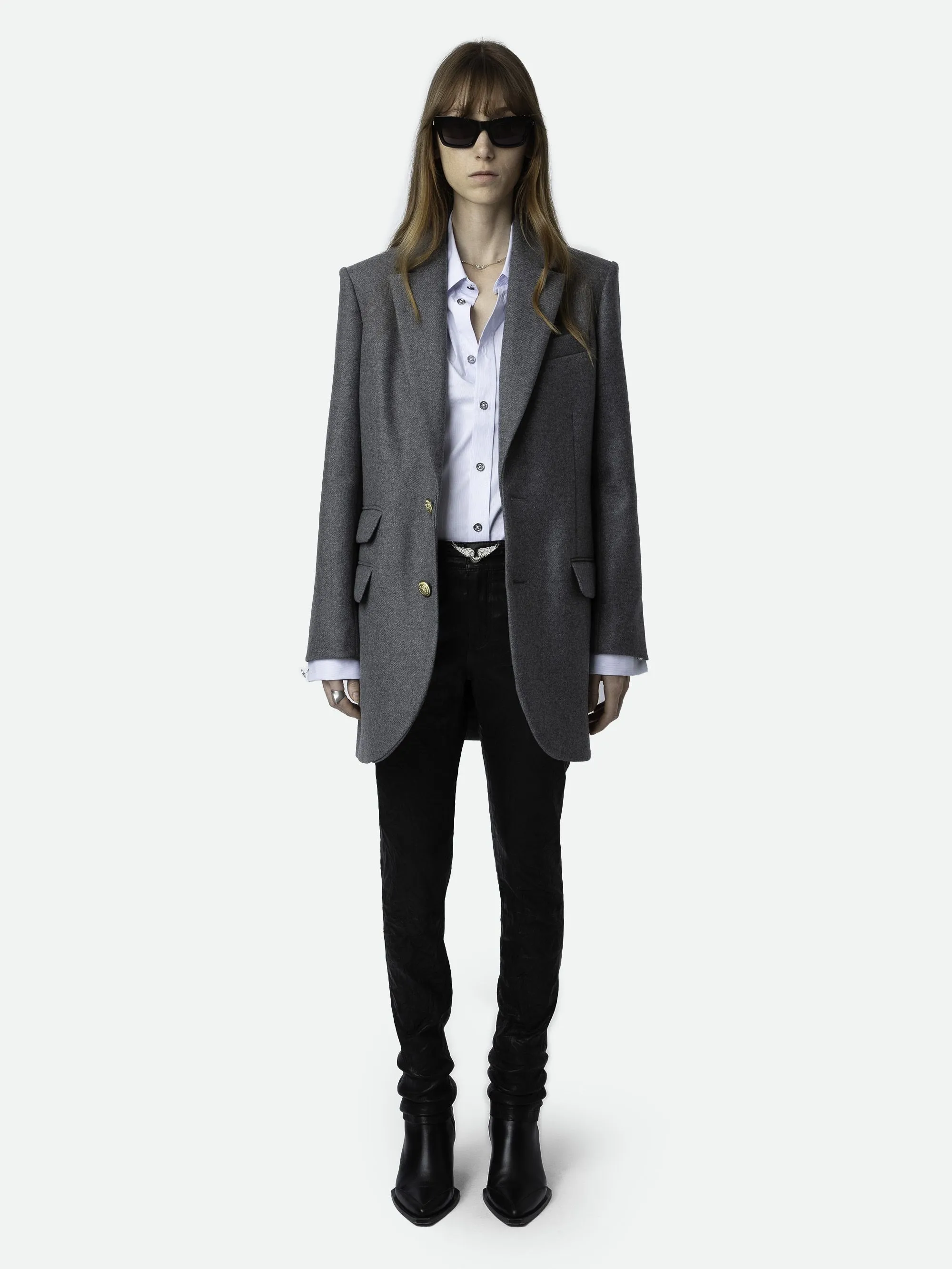  ZADIG&VOLTAIRE   VIOLET - Cappotto corto con collo sartoriale in misto lana vergine | Blu