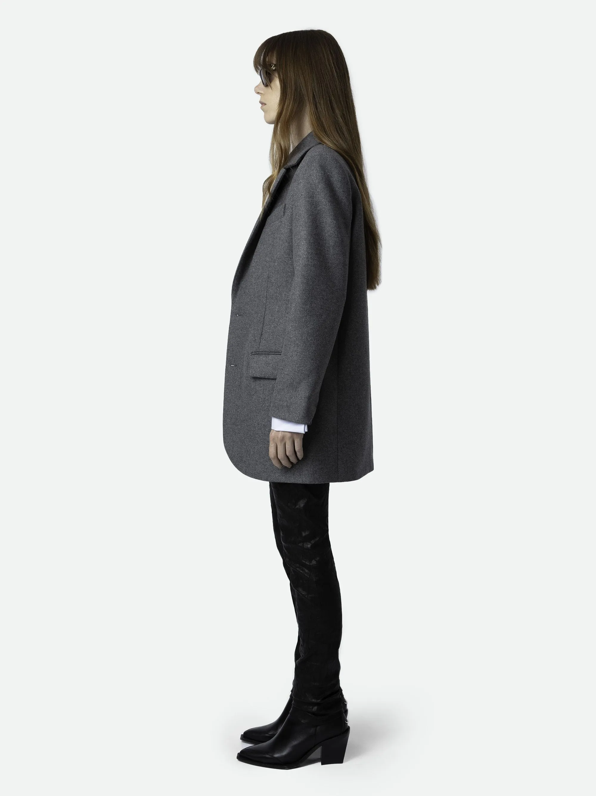  ZADIG&VOLTAIRE   VIOLET - Cappotto corto con collo sartoriale in misto lana vergine | Blu