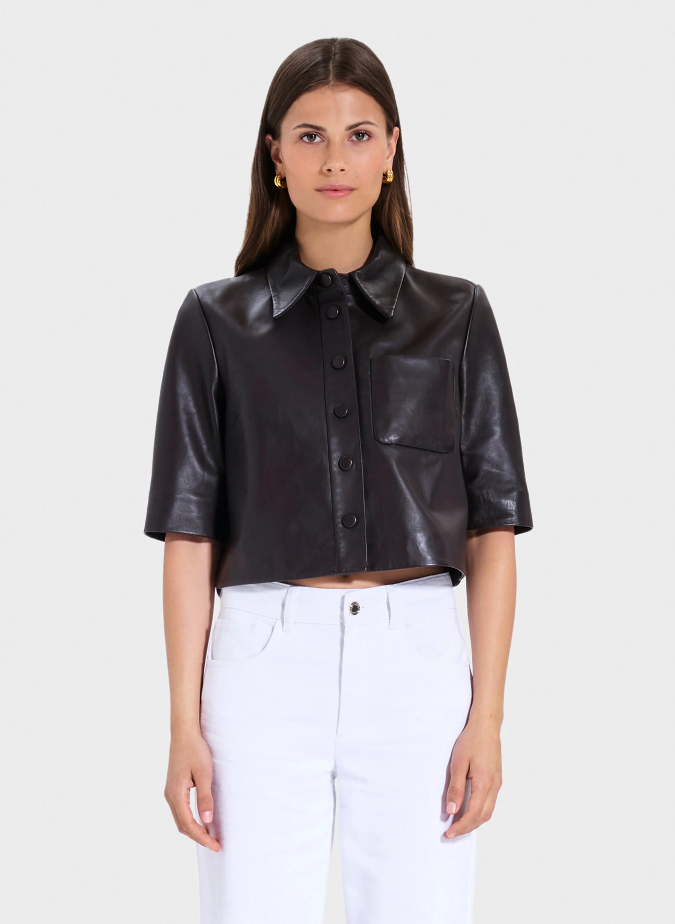  ZAPA   CELINA - Camicia diritta effetto pelle | Marrone