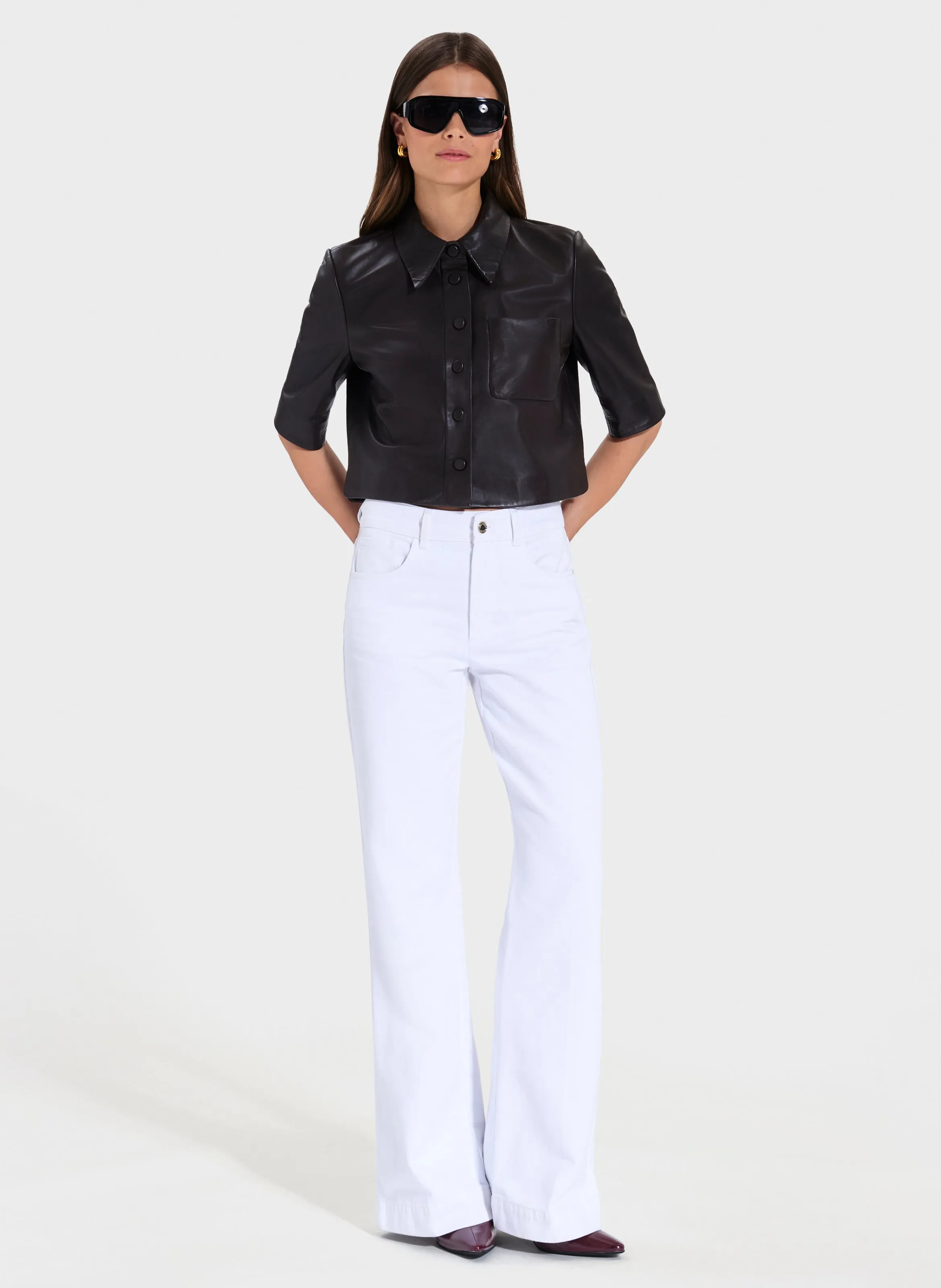  ZAPA   CELINA - Camicia diritta effetto pelle | Marrone